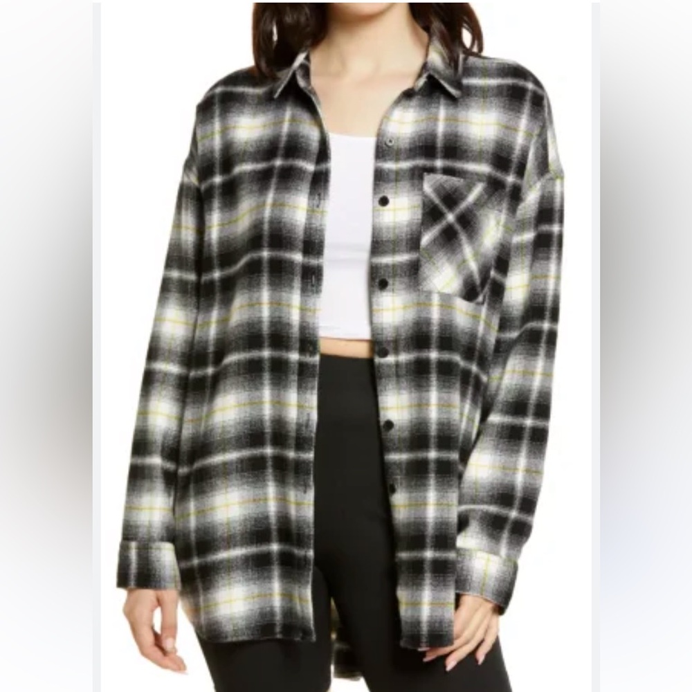 BP. Boyfriend Plaid Flannel Long Sleeve Women’s Button-up Shirt. Size S